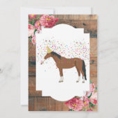馬をテーマにした誕生日パーティウ素朴ッドフローラ 招待状 (裏面)