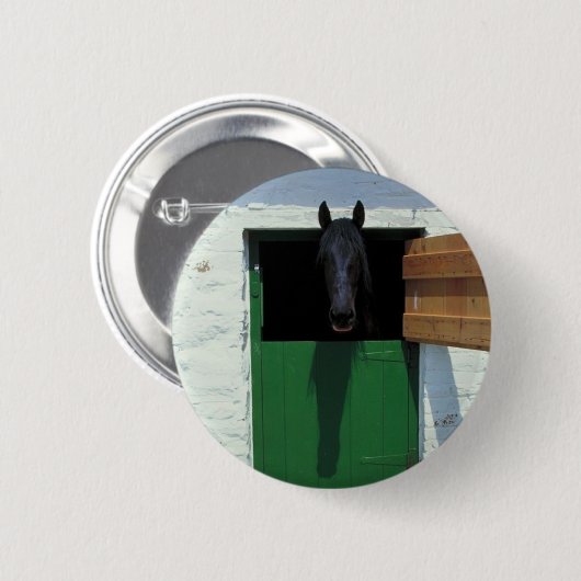 馬をドアでフランスの刺す 缶バッジ (正面&裏面)
