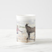 馬を乗せたビーチ ボーンチャイナマグカップ (正面)