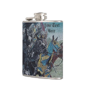 馬を乗り継ぐ歴史的な中世の騎士たち フラスク (左)