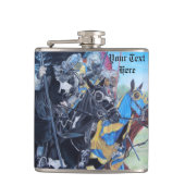 馬を乗り継ぐ歴史的な中世の騎士たち フラスク (正面)