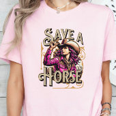 馬を保存し、カウボーイに乗る、少女のボスピンク Tシャツ