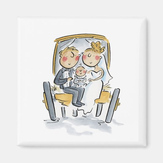 馬を先に、車を後に マグネット (正面)