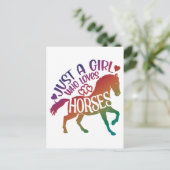 馬を愛し、乗馬している女の子 ポストカード (スタンド正面)