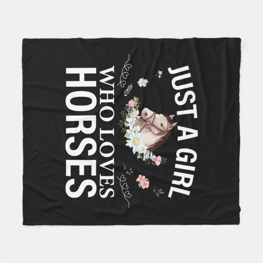 馬を愛する女の子だけのフローラ フリースブランケット (正面(横))