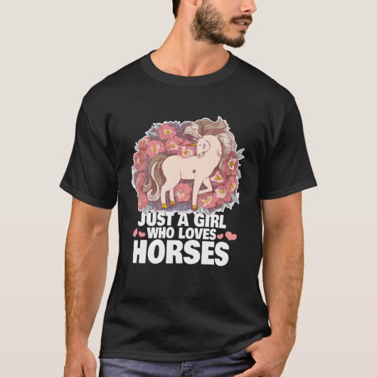 馬を愛する女の子だけの長袖 Tシャツ (正面)