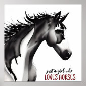 馬を愛する女の子抽象芸術馬 ポスター (正面)