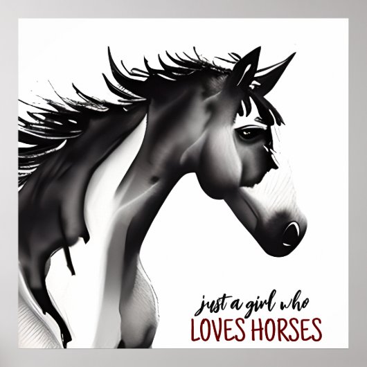 馬を愛する女の子抽象芸術馬 ポスター (正面)