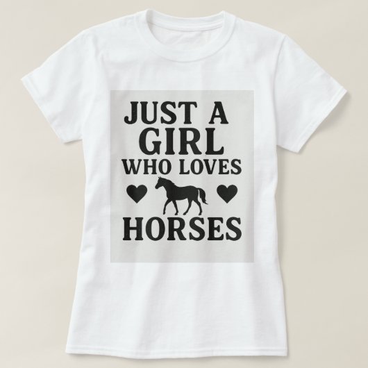 馬を愛する女の子 – かわいい馬好きギ Tシャツ (デザイン正面)