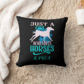 『馬を愛する女の子』 パーソナライズされた クッション (ブランケット)