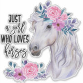 馬を愛する女の子 – ビニールステッカー シール (正面)