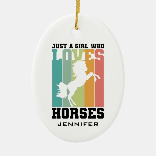 馬を愛する女の子 |ホースガールカスタム セラミックオーナメント (正面)