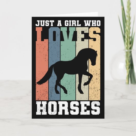 馬を愛する女の子 |レトロヴィンテージ馬 カード (正面)