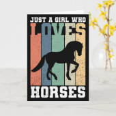 馬を愛する女の子 |レトロヴィンテージ馬 カード (黄色い花)