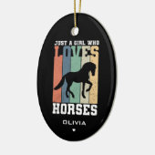 馬を愛する女の子 |レトロヴィンテージ馬 セラミックオーナメント (左)