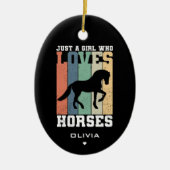 馬を愛する女の子 |レトロヴィンテージ馬 セラミックオーナメント (正面)