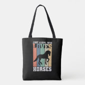 馬を愛する女の子 |レトロヴィンテージ馬 トートバッグ (裏面)