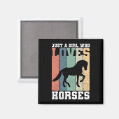 馬を愛する女の子 |レトロヴィンテージ馬 マグネット (正面/裏面)