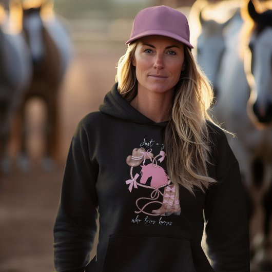 馬を愛する女の子，西部，ロデオ，ピンク パーカ