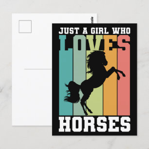 馬を愛する女の子 馬の女の子 Horse Girl ポストカード