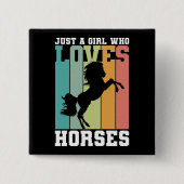 馬を愛する女の子 馬の女の子| Horse Girl 缶バッジ (正面)