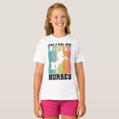馬を愛する女の子 馬の女の子| Horse Girl Tシャツ (正面フル)