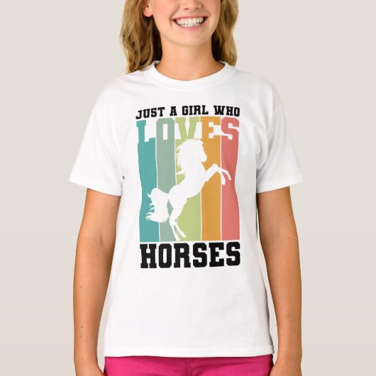 馬を愛する女の子 馬の女の子| Horse Girl Tシャツ (正面)