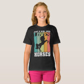 馬を愛する女の子 馬の女の子| Horse Girl Tシャツ (正面フル)