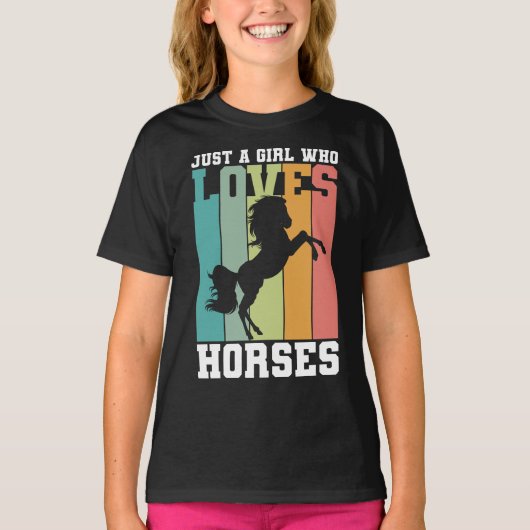 馬を愛する女の子 馬の女の子| Horse Girl Tシャツ (正面)