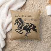 馬を愛する女の子、馬の装飾用クッション クッション (ブランケット)