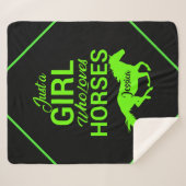 馬を愛する女パーソナライズされたの子 シェルパブランケット (正面(横))