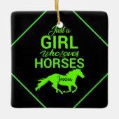 馬を愛する女パーソナライズされたの子 セラミックオーナメント (正面)