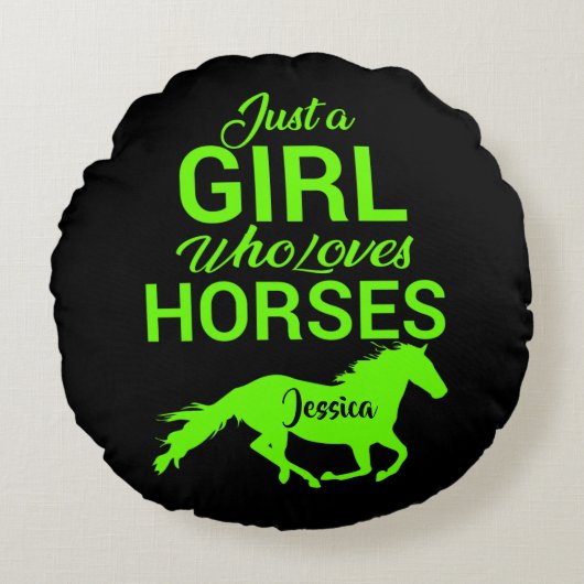 馬を愛する女パーソナライズされたの子 ラウンドクッション (正面)