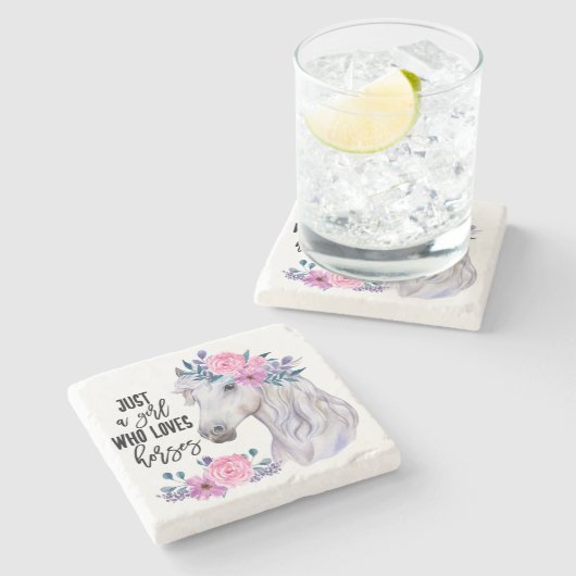 馬を愛する少女の石のコースター ストーンコースター (横)