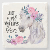 馬を愛する少女の石のコースター ストーンコースター (正面)