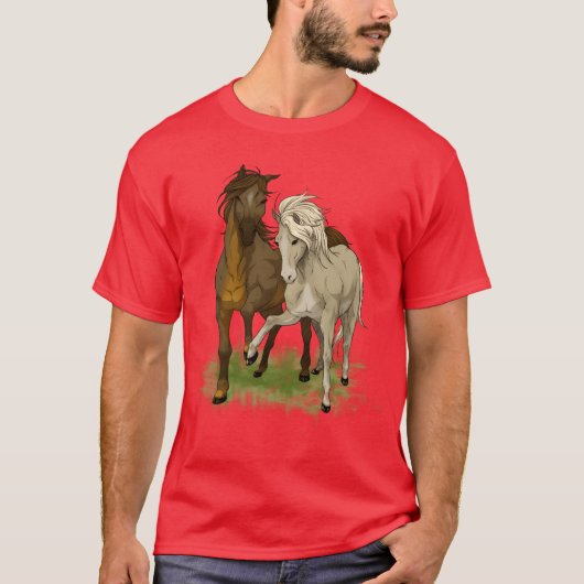 馬を愛する馬のイラスト Tシャツ (正面)