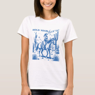 馬を持って、女性のカーボーイ Tシャツ