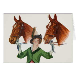 馬を持つ上品な女性