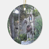 馬を持つ原産のアメリカインディアンの責任者 セラミックオーナメント (左)