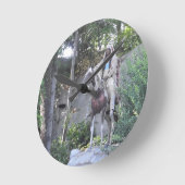 馬を持つ原産のアメリカインディアンの責任者 ラウンド壁時計 (傾斜)