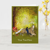 馬を持つ女の子ファンタジーアートの写真カード カード (黄色い花)