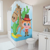 馬を持つ女性のカーボーイ シャワーカーテン (インサイチュ)