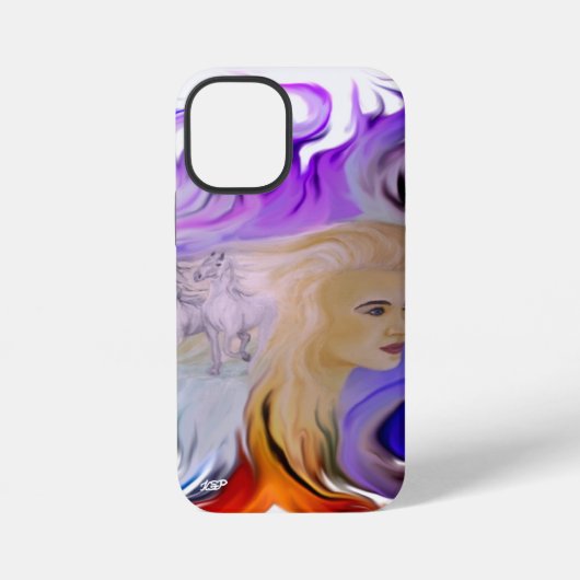 馬を持つ女性 iPhoneケース (裏面)