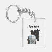 馬を持つ男性ライトアクリルキーチェーン キーホルダー (正面左)