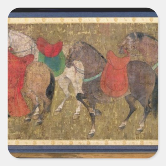 馬を持つ馬丁 スクエアシール (正面)