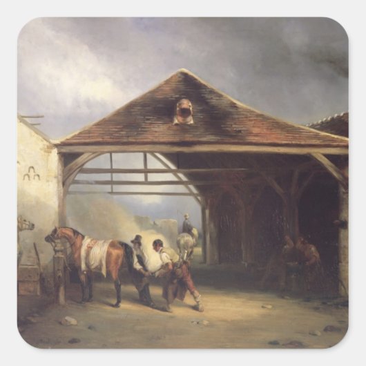 馬を振る舞う男 スクエアシール (正面)