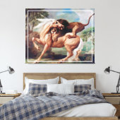 馬を攻撃する絵を描獅子–17620 キャンバスプリント (インサイチュ (寝室))