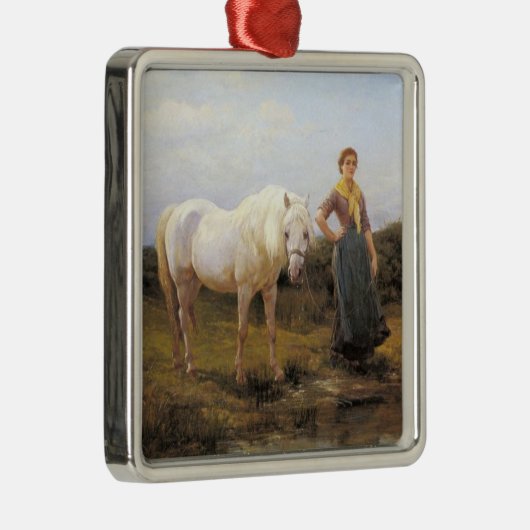 馬を水に連れて行く田舎者 メタルオーナメント (右)