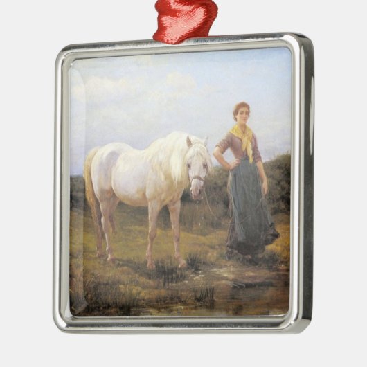 馬を水に連れて行く田舎者 メタルオーナメント (左)