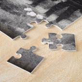 馬を白黒で干し草にする ジグソーパズル (側面)